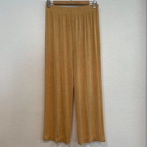 Vintage Marcy Allan Pull On Flowy Stretch Pants Gold Made in USA Womens Size Lg
